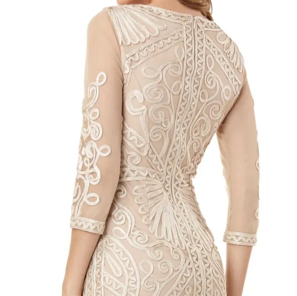 Sheer sleeve sheath JS collection dress - Picture 6 of 7